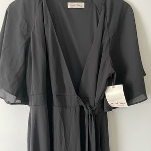 Pink Lily maxi wrap black dress size medium